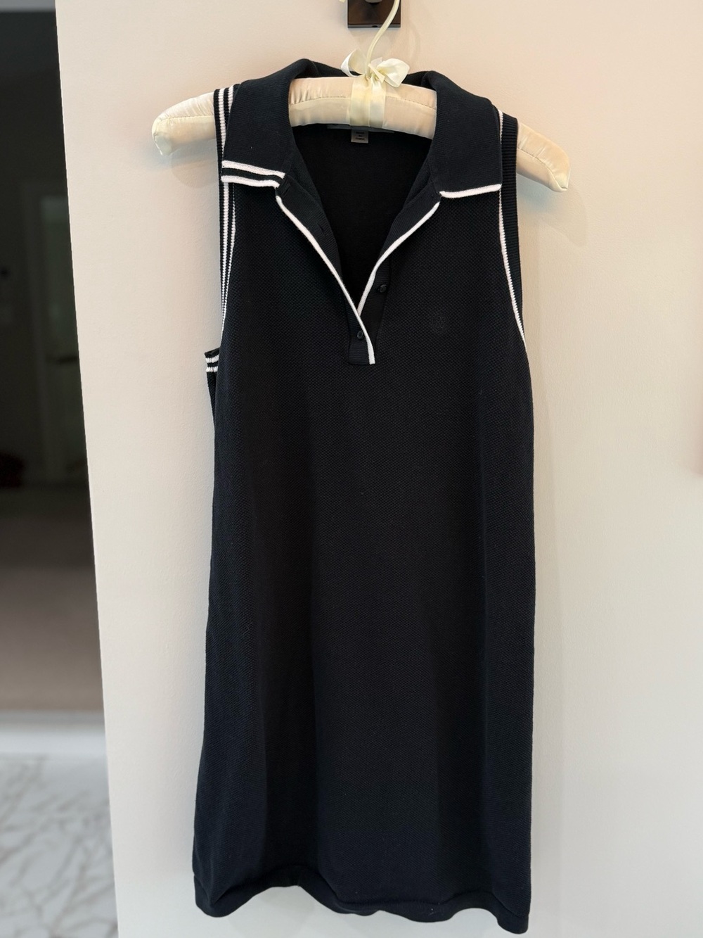 G/FORE Black Polo Dress with White Neck Trim
